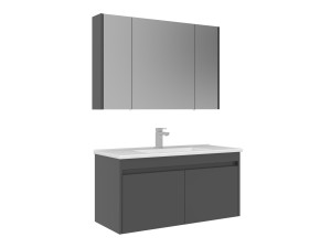 Waschtisch-Set mit Spiegel (2-teilig) „Arno 100“ – 100 x 45 x 52 cm – Grau