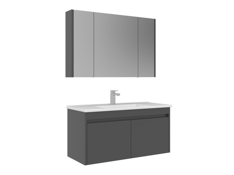 Waschtisch-Set mit Spiegel (2-teilig) „Arno 100“ – 100 x 45 x 52 cm – Grau