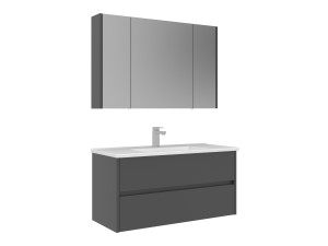 Waschtisch-Set mit Spiegel (2-teilig) „Arno 100“ – 100 x 45 x 52 cm – Grau