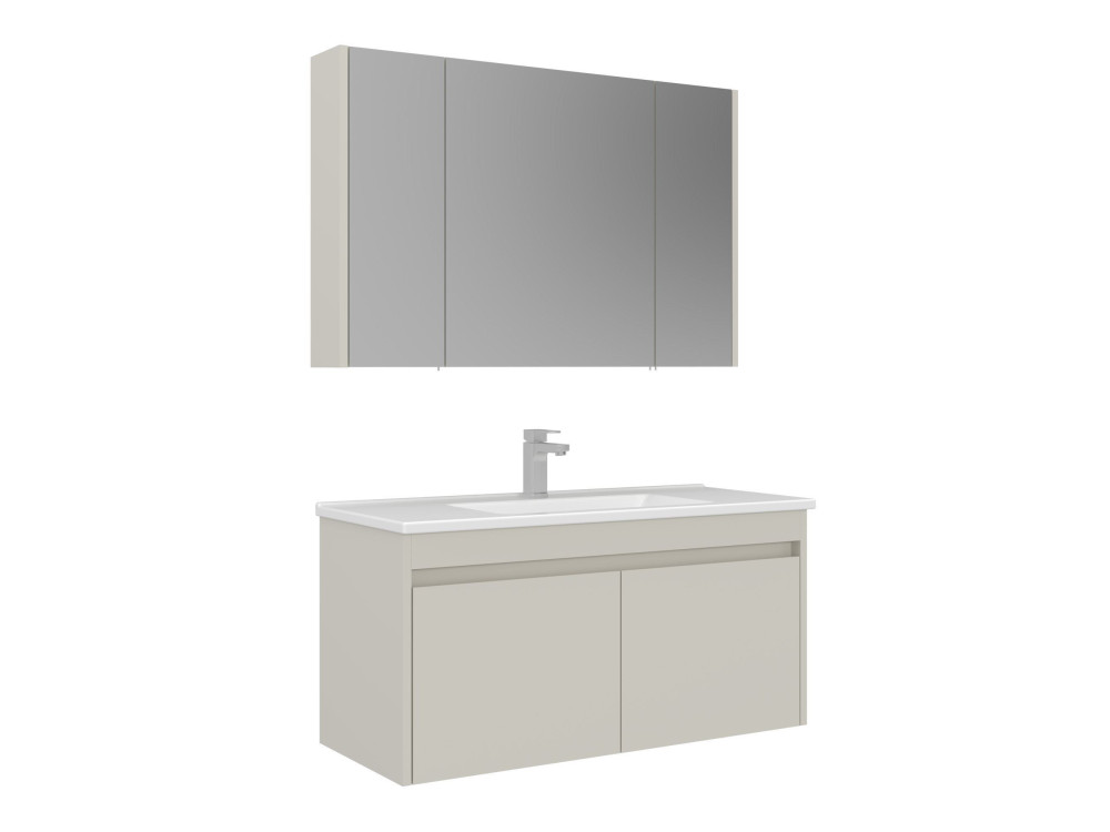 Waschtisch-Set mit Spiegel (2-teilig) „Arno 100“ – 100 x 45 x 52 cm – Cashmere