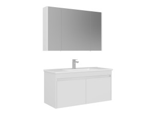Waschtisch-Set mit Spiegel (2-teilig) „Arno 100“ – 100 x 45 x 52 cm – Weiß