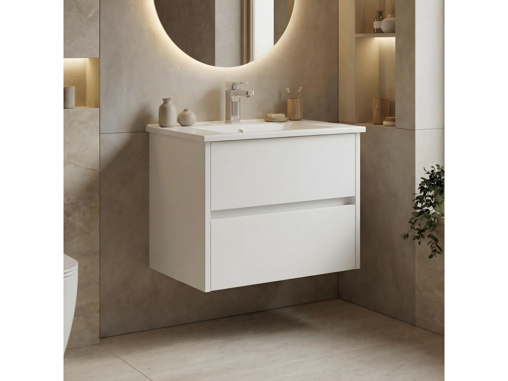 Waschtischunterschrank „Arno 65“ – 65 x 45 x 52 cm – Weiß