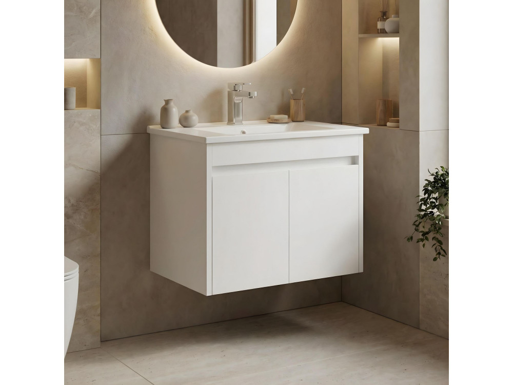 Waschtischunterschrank „Arno 65“ – 65 x 45 x 52 cm – Weiß