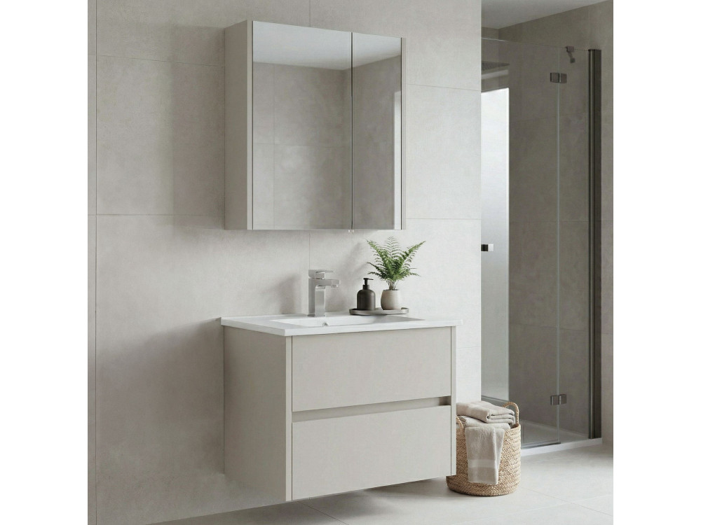 Waschtisch-Set mit Spiegel (2-teilig) „Arno 65“ – 65 x 45 x 52 cm – Cashmere