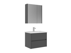 Waschtisch-Set mit Spiegel (2-teilig) „Arno 65“ – 65 x 45 x 52 cm – Grau