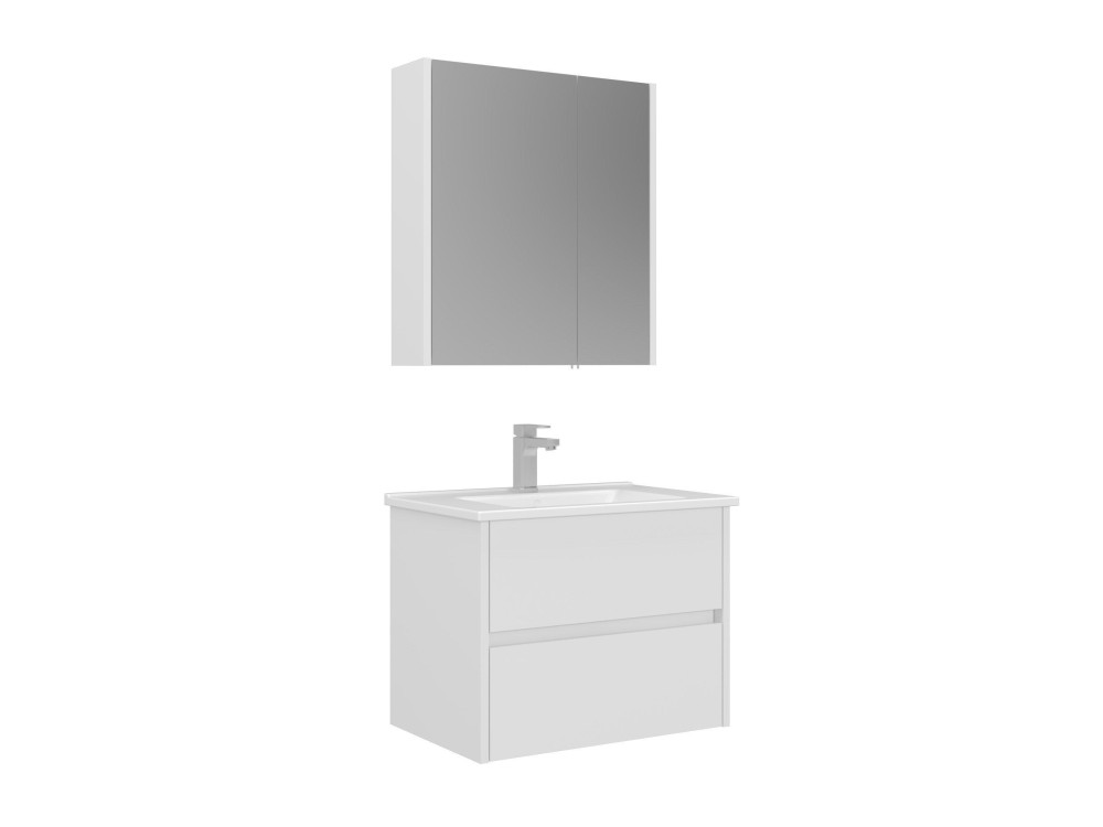 Waschtisch-Set mit Spiegel (2-teilig) „Arno 65“ – 65 x 45 x 52 cm – Weiß