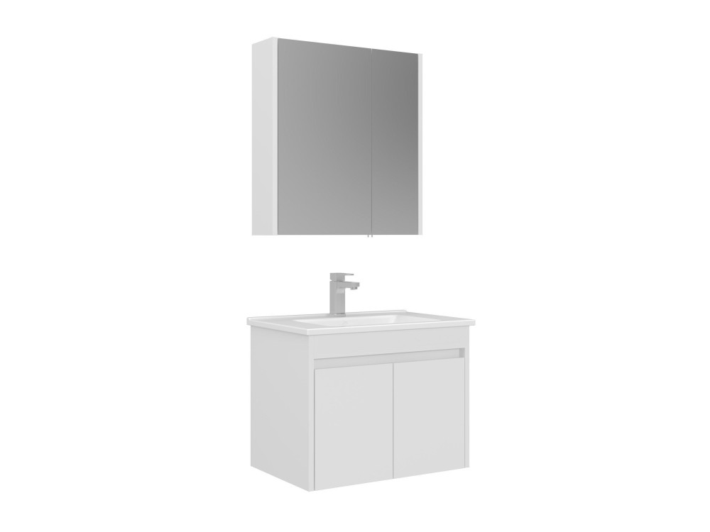 Waschtisch-Set mit Spiegel (2-teilig) „Arno 65“ – 65 x 45 x 52 cm – Weiß