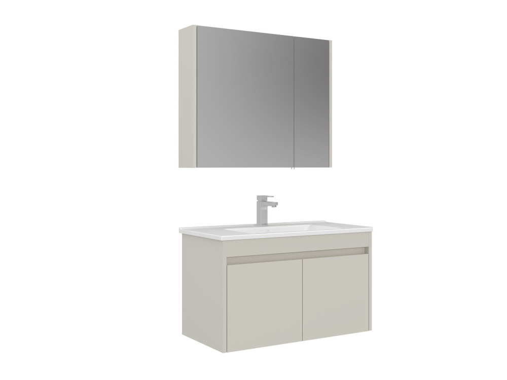 Waschtisch-Set mit Spiegel (2-teilig) „Arno 85“ – 85 x 45 x 52 cm – Cashmere