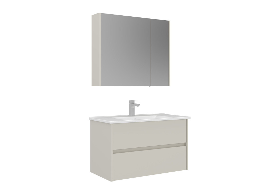 Waschtisch-Set mit Spiegel (2-teilig) „Arno 85“ – 85 x 45 x 52 cm – Cashmere