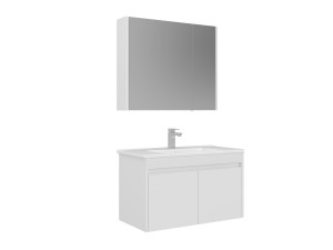 Waschtisch-Set mit Spiegel (2-teilig) „Arno 85“ – 85 x 45 x 52 cm – Weiß
