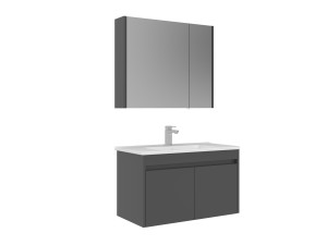 Waschtisch-Set mit Spiegel (2-teilig) „Arno 85“ – 85 x 45 x 52 cm – Grau