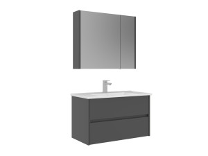 Waschtisch-Set mit Spiegel (2-teilig) „Arno 85“ – 85 x 45 x 52 cm – Grau