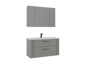 Waschtisch-Set mit Spiegel (2-teilig) „Bari 100 v2“ – 100 x 45 x 55 cm – Matt-Kaschmir