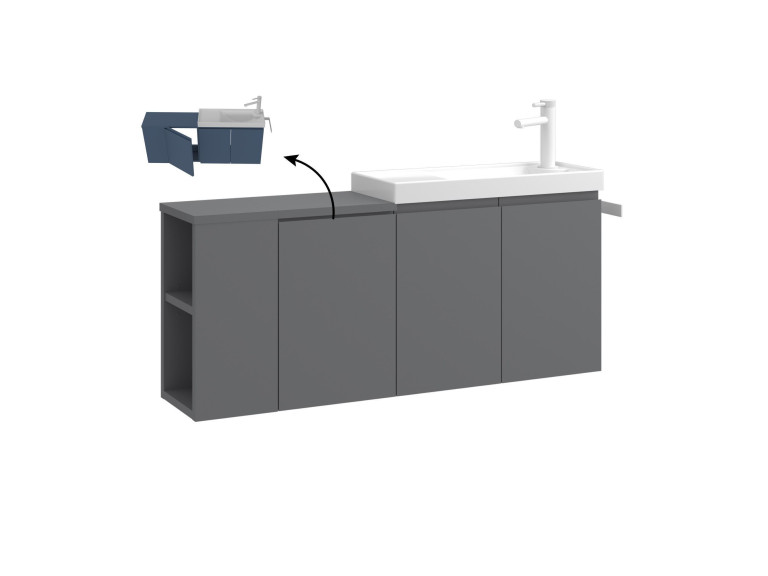 Waschtischunterschrank „Ferla 110“ – 110 x 22 x 45 cm – Mattgrau