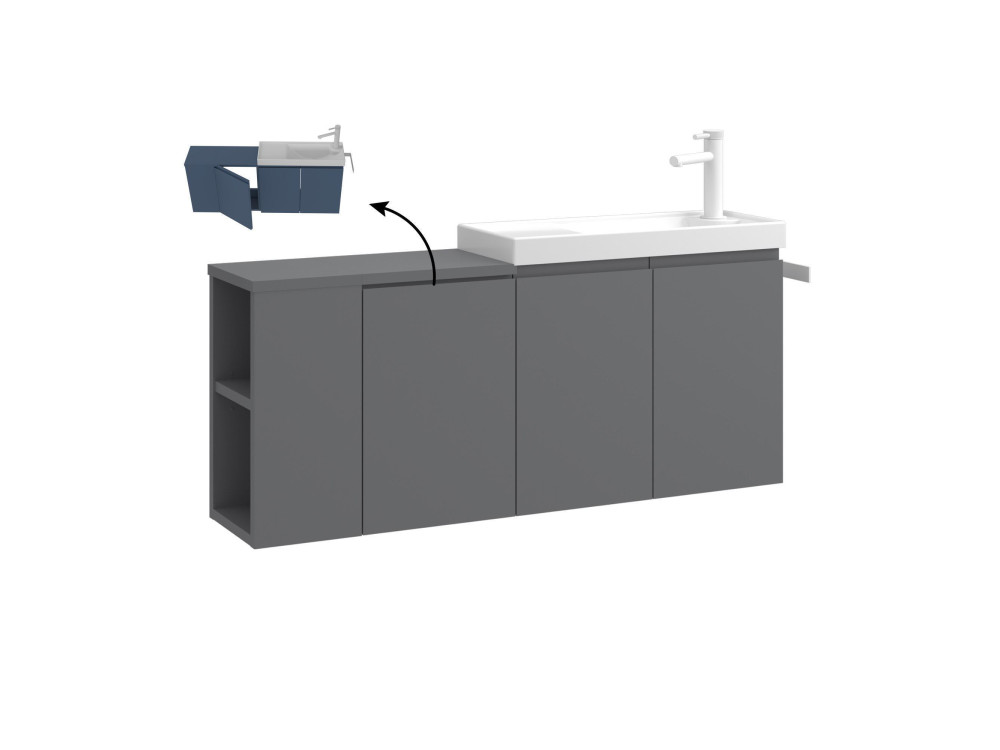 Waschtischunterschrank „Ferla 110“ – 110 x 22 x 45 cm – Mattgrau