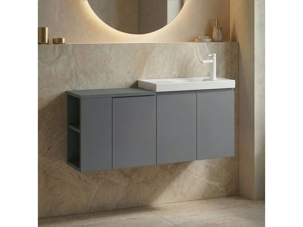 Waschtischunterschrank „Ferla 110“ – 110 x 22 x 45 cm – Mattgrau