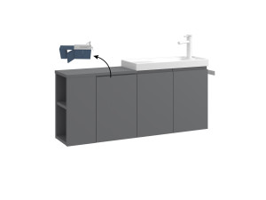 Waschtischunterschrank „Ferla 110“ – 110 x 22 x 45 cm – Mattgrau