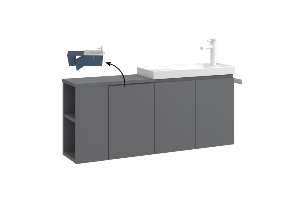 Waschtischunterschrank „Ferla 110“ – 110 x 22 x 45 cm – Mattgrau