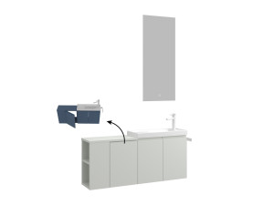 Waschtisch-Set mit Spiegel (2-teilig) „Ferla 110“ – 110 x 22 x 45 cm – Matt-Kaschmir
