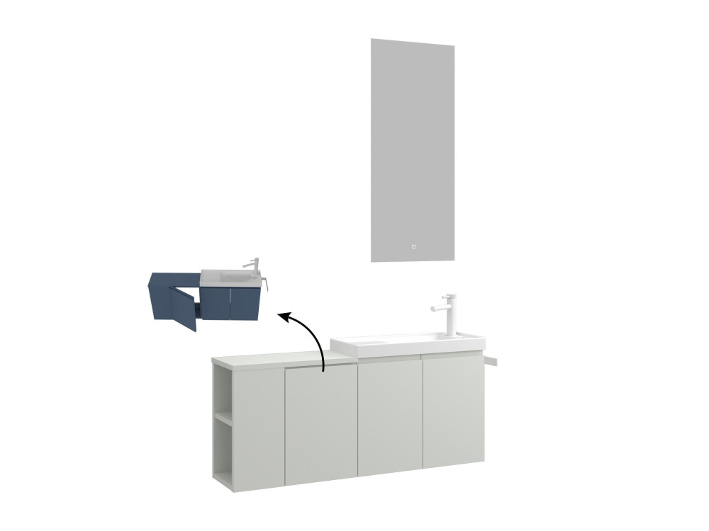Waschtisch-Set mit Spiegel (2-teilig) „Ferla 110“ – 110 x 22 x 45 cm – Matt-Kaschmir