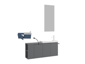 Waschtisch-Set mit Spiegel (2-teilig) „Ferla 110“ – 110 x 22 x 45 cm – Mattgrau