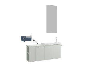 Waschtisch-Set mit Spiegel (2-teilig) „Ferla 110“ – 40 x 22 x 45 cm – Matt-Kaschmir