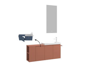 Waschtisch-Set mit Spiegel (2-teilig) „Ferla 110“ – 110 x 22 x 45 cm – Matt-Zimt