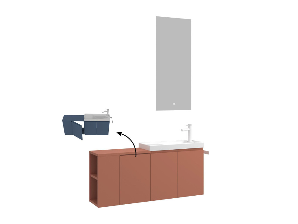 Waschtisch-Set mit Spiegel (2-teilig) „Ferla 110“ – 110 x 22 x 45 cm – Matt-Zimt