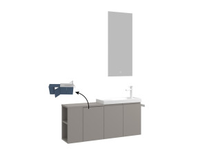 Waschtisch-Set mit Spiegel (2-teilig) „Ferla 110“ – 110 x 22 x 45 cm – Matt Mink