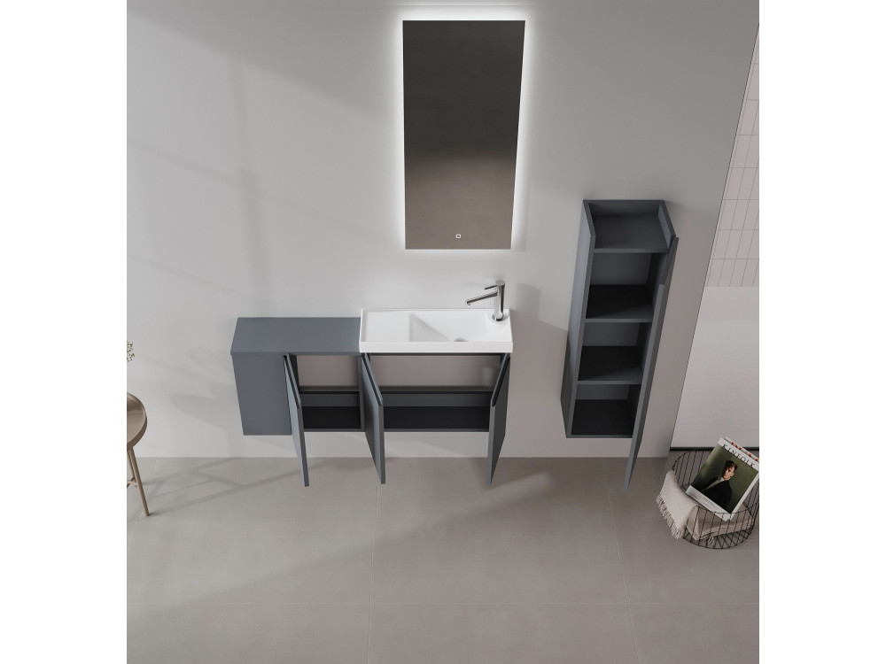 Waschtisch-Set mit Spiegel (2-teilig) „Ferla 110“ – 110 x 22 x 45 cm – Anthrazit matt
