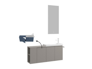 Waschtisch-Set mit Spiegel (2-teilig) „Ferla 110“ – 110 x 22 x 45 cm – Matt Mink
