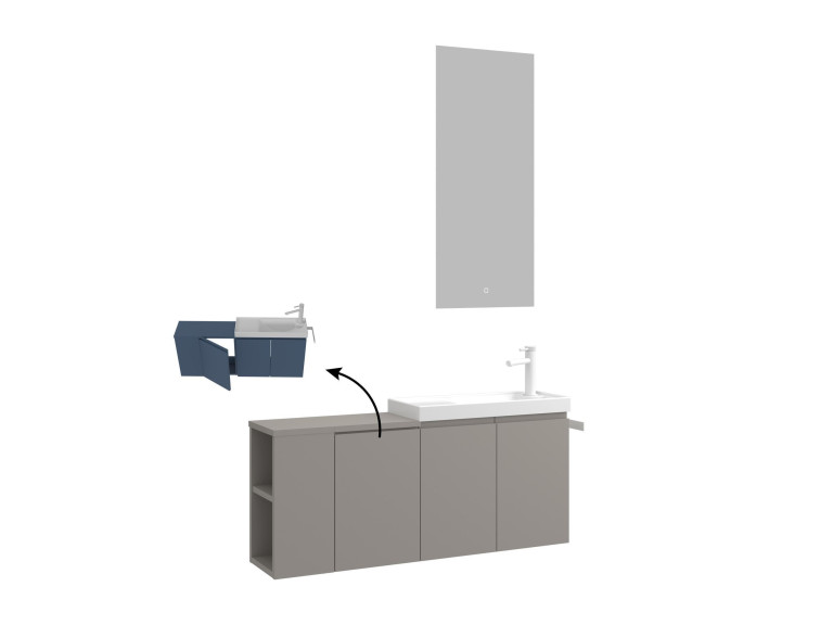 Waschtisch-Set mit Spiegel (2-teilig) „Ferla 110“ – 110 x 22 x 45 cm – Matt Mink