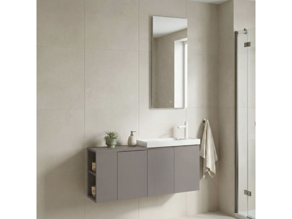 Waschtisch-Set mit Spiegel (2-teilig) „Ferla 110“ – 110 x 22 x 45 cm – Matt Mink
