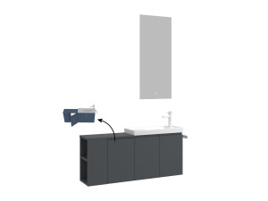 Waschtisch-Set mit Spiegel (2-teilig) „Ferla 110“ – 40 x 22 x 45 cm – Anthrazit matt