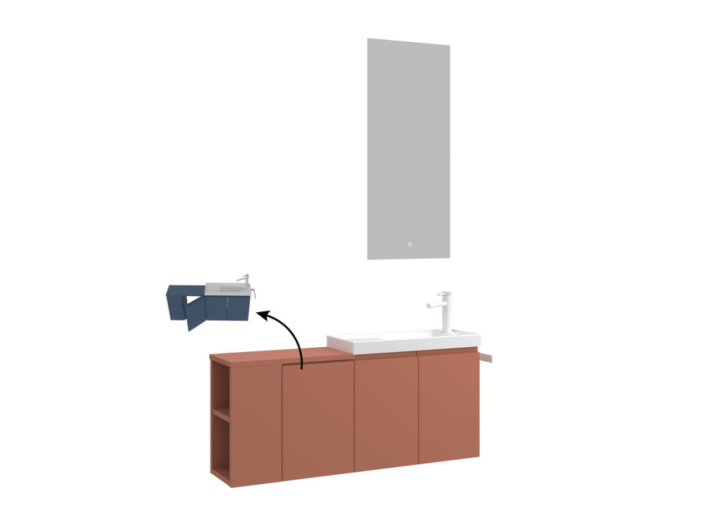 Waschtisch-Set mit Spiegel (2-teilig) „Ferla 110“ – 110 x 22 x 45 cm – Matt-Zimt
