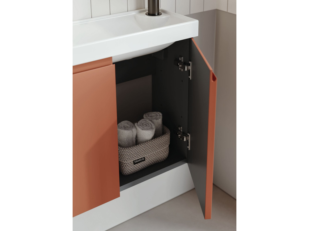Waschtisch-Set mit Spiegel (2-teilig) „Ferla 110“ – 110 x 22 x 45 cm – Matt-Zimt