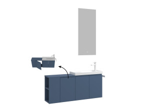Waschtisch-Set mit Spiegel (2-teilig) „Ferla 110“ – 110 x 22 x 45 cm – Mattblau