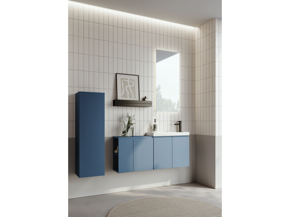 Waschtisch-Set mit Spiegel (2-teilig) „Ferla 110“ – 110 x 22 x 45 cm – Mattblau