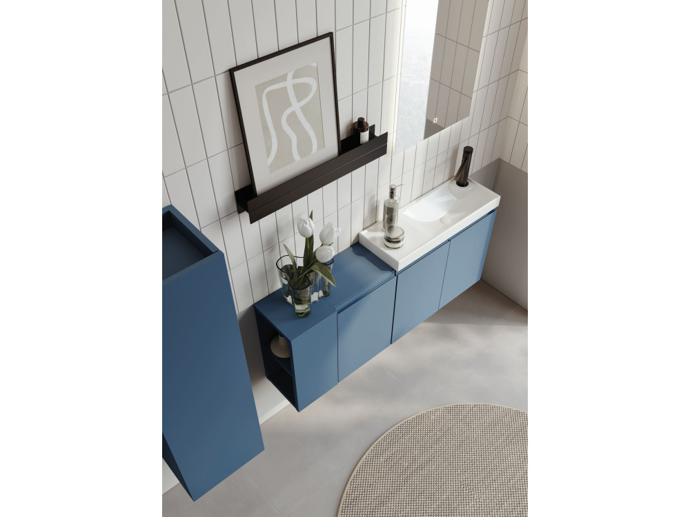 Waschtisch-Set mit Spiegel (2-teilig) „Ferla 110“ – 110 x 22 x 45 cm – Mattblau