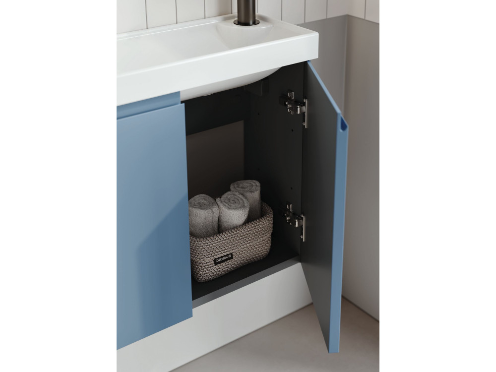 Waschtisch-Set mit Spiegel (2-teilig) „Ferla 110“ – 110 x 22 x 45 cm – Mattblau