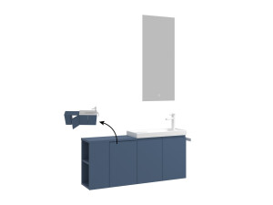 Waschtisch-Set mit Spiegel (2-teilig) „Ferla 110“ – 40 x 22 x 45 cm – Mattblau
