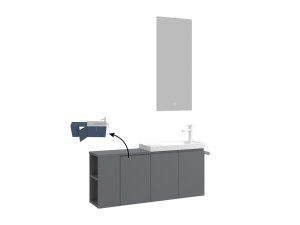 Waschtisch-Set mit Spiegel (2-teilig) „Ferla 110“ – 40 x 22 x 45 cm – Mattgrau