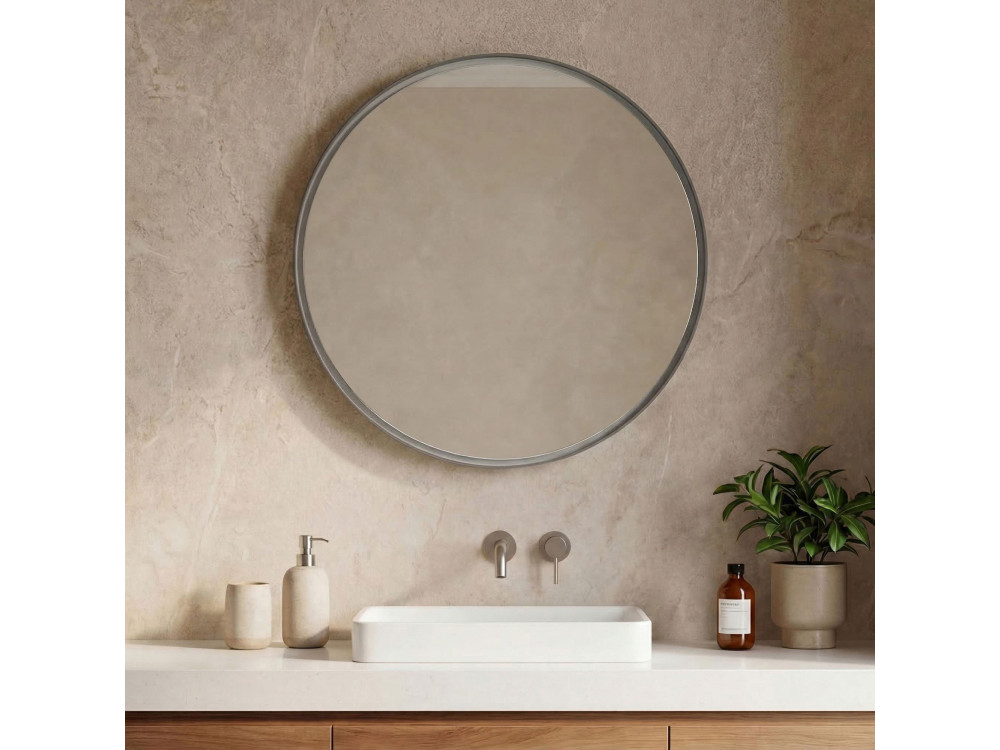 Dekorativer Holzspiegel „Moonlight 90 v2“ – 90 x 7 x 90 cm – Matt Mink