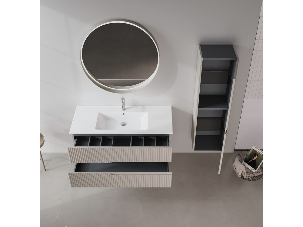 Dekorativer Holzspiegel „Moonlight 90 v2“ – 90 x 7 x 90 cm – Matt Mink