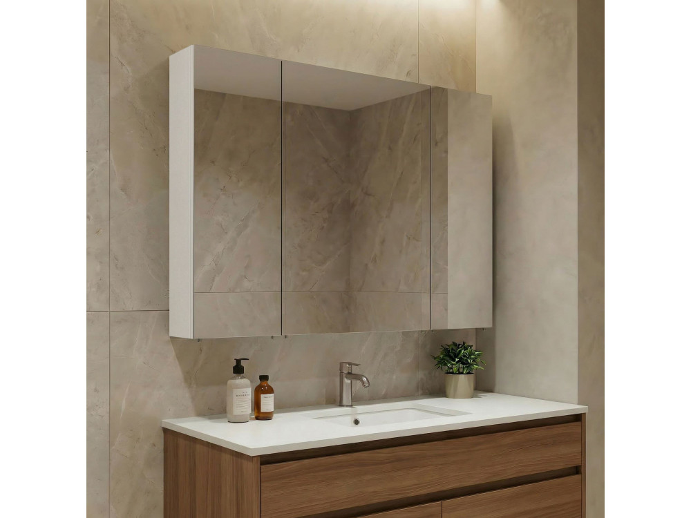 Badezimmerschrank mit Spiegel „Nuvola 100 v2“ – 97 x 16 x 66 cm – Weiß