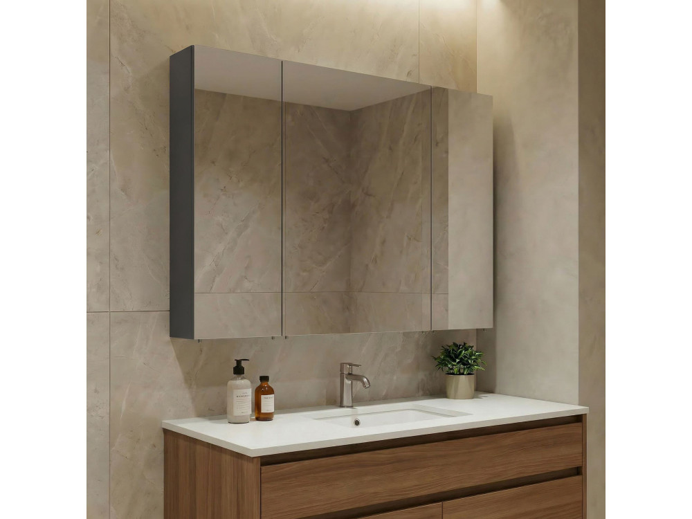 Badezimmerschrank mit Spiegel „Nuvola 100 v2“ – 97 x 16 x 66 cm – Anthrazit