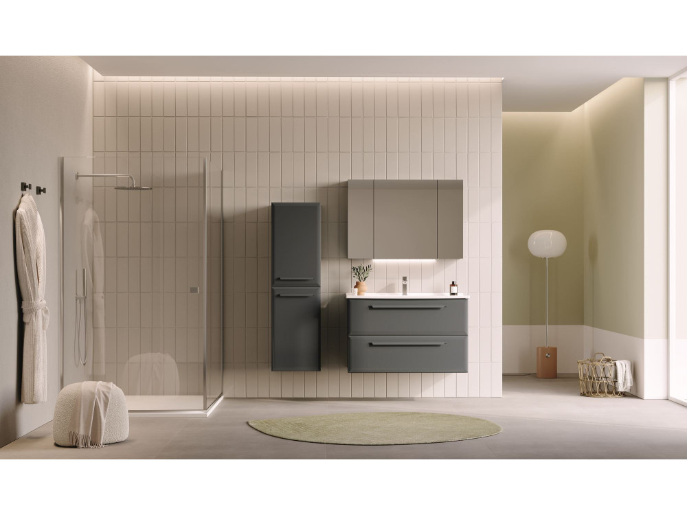 Badezimmerschrank mit Spiegel „Nuvola 100 v2“ – 97 x 16 x 66 cm – Anthrazit