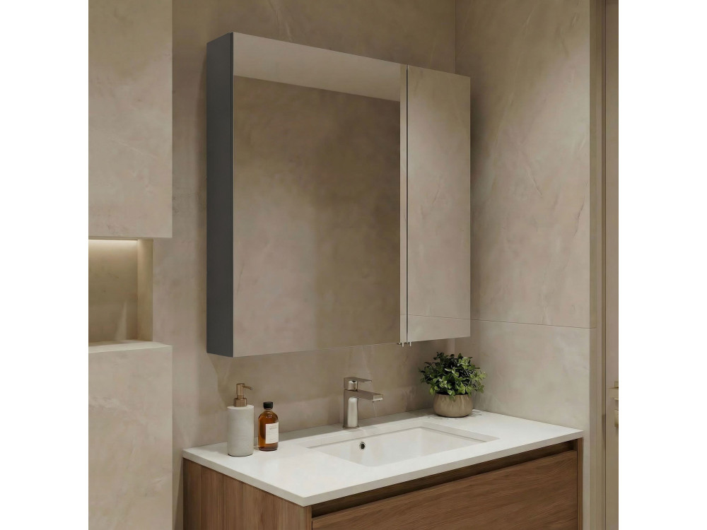 Badezimmerschrank mit Spiegel „Nuvola 60 v2“ – 66 x 16 x 60 cm – Anthrazit