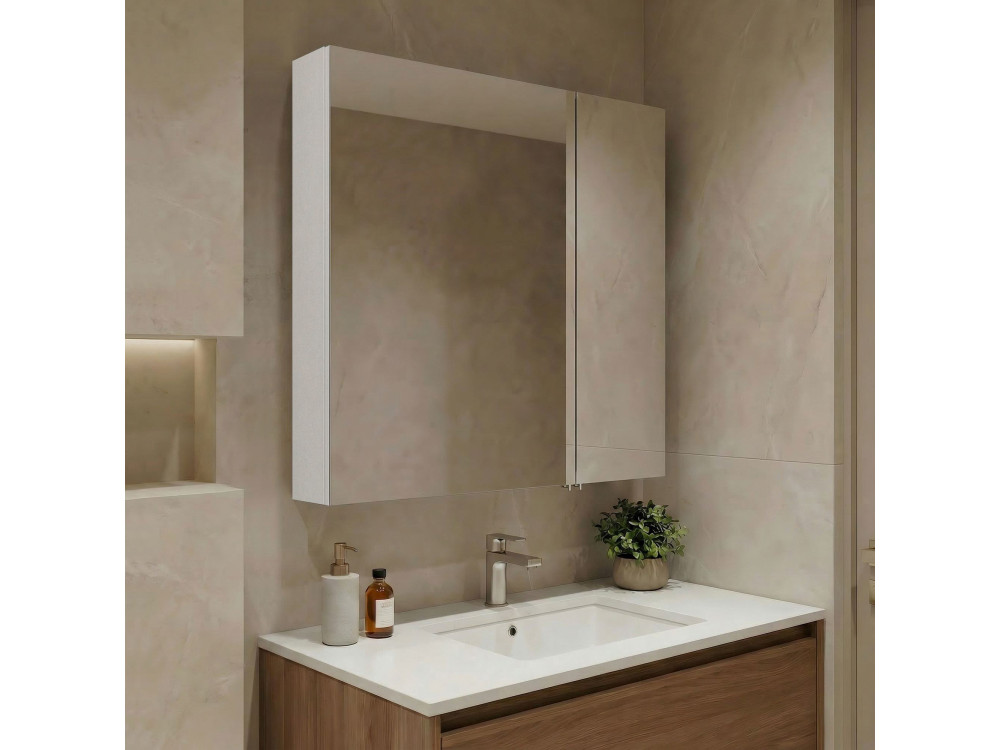 Badezimmerschrank mit Spiegel „Nuvola 60 v2“ – 66 x 16 x 60 cm – Weiß