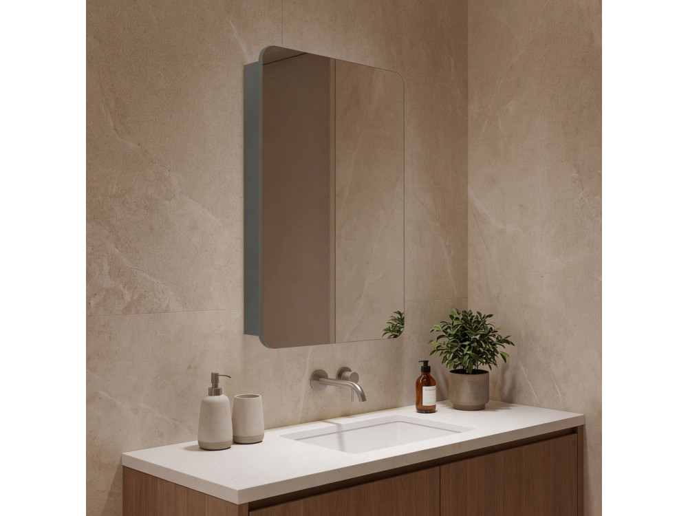 Badezimmerschrank mit Spiegel „Orbit 50“ – 50 x 16 x 71 cm – Grau